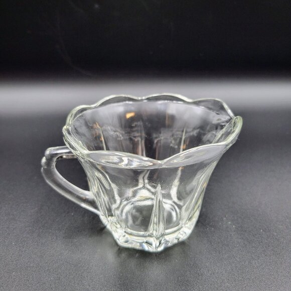 Vintage Cream And Sugar Set With Extra Sugar Bowl Clear Glass Serving Kitchen Re - Picture 4 of 11